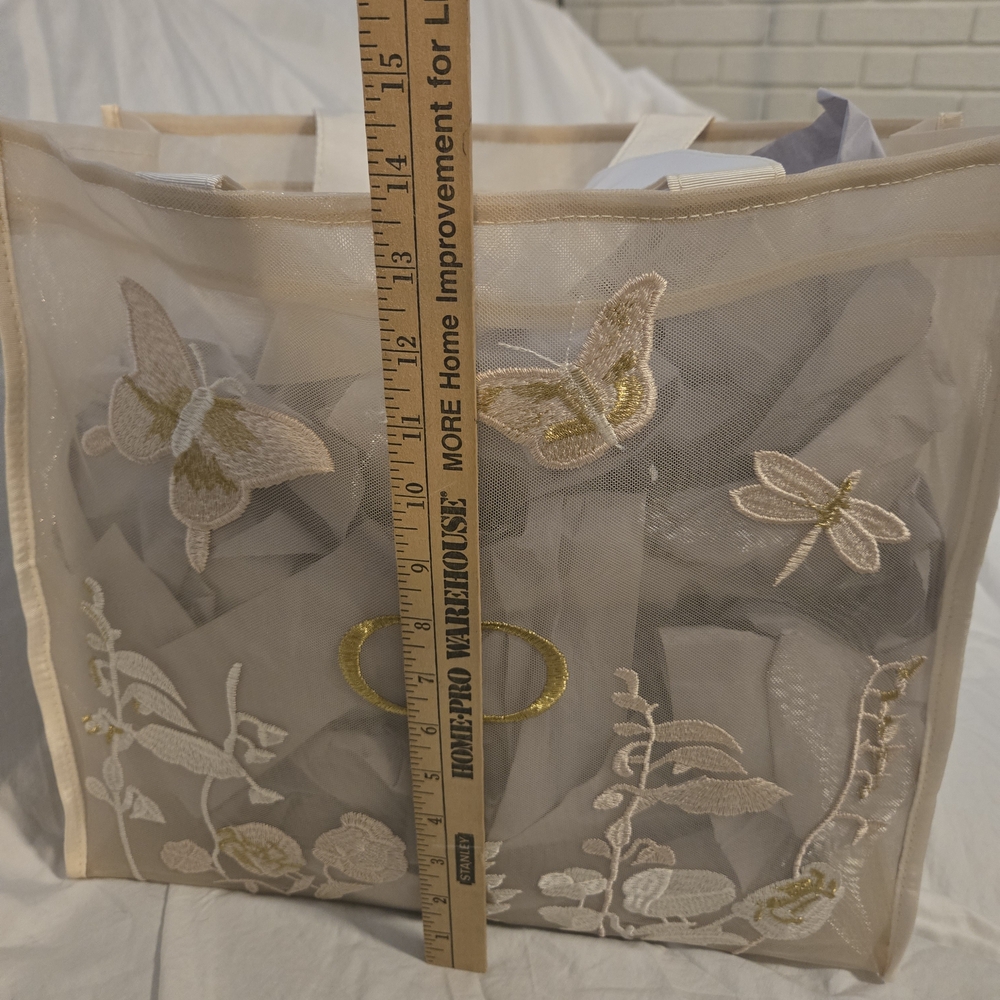 Dior Beige Embroidered Tote with Butterfly Design - Picture 7 of 9
